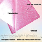 Glitter Pink Heat Transfer Vinyl Roll 12 x 5 Feet Iron on HTV - Image 6