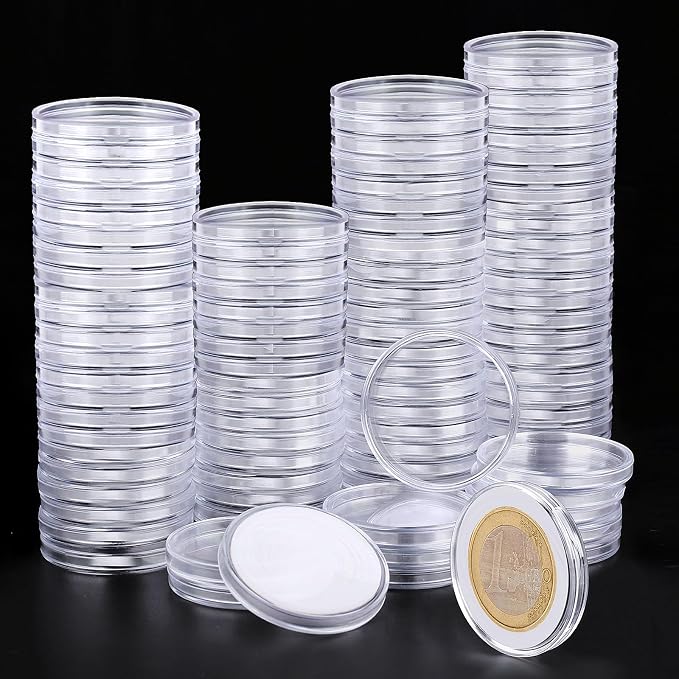 180P Clear Plastic Coin Capsules, Dollar Coin Holder, 40mm Silver Coin Storage by Utron