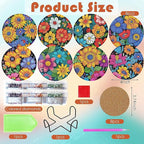 ijbnhd 8 Pcs Flowers Diamond Art Coasters - Image 3