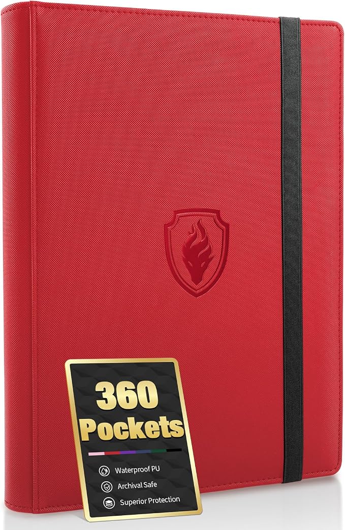 Premium 9 Pocket Card Binder for 360 Cards, Fabmaker PU Cover Trading Card by Fabmaker