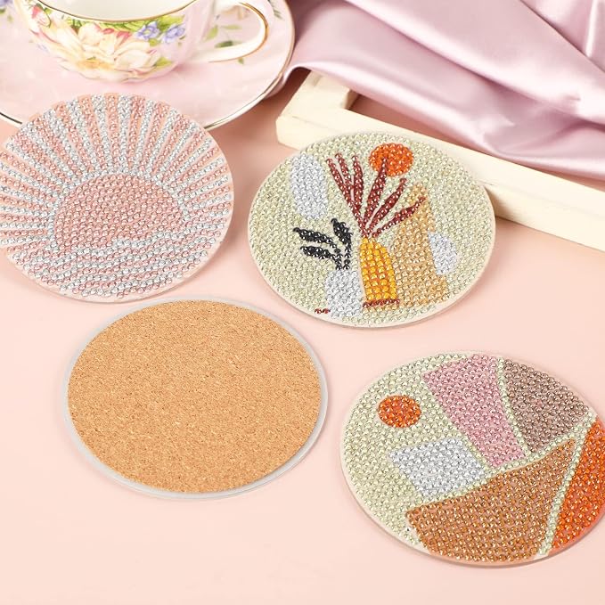 UPINS 8Pcs Boho Diamond Art Painting Coasters - Image 4