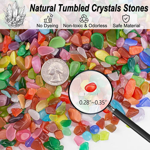0.5 Lb/230g Multicolor Cat Eye Stones Pebbles Polished Aquarium Rocks Gravel - Image 2