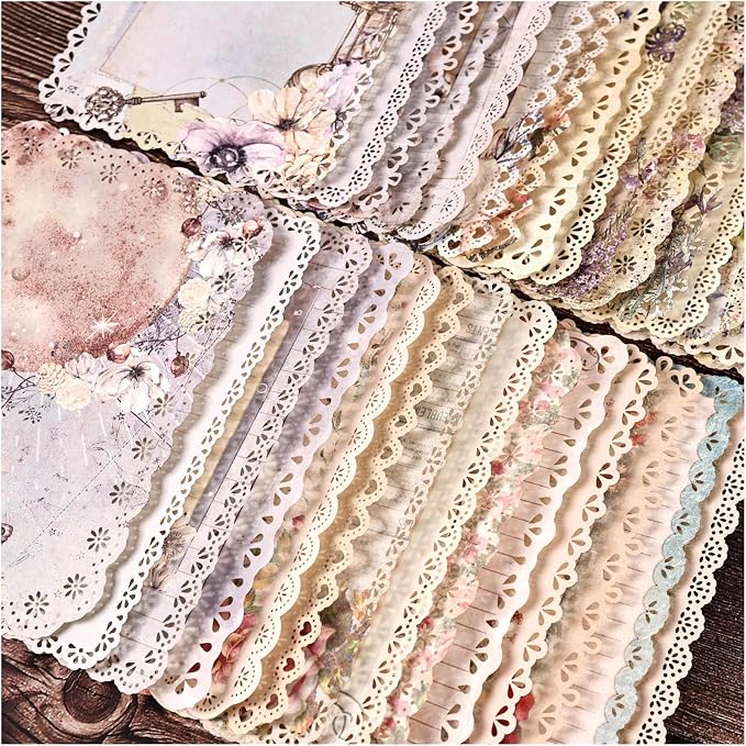30 Sheets Lace Edged Vintage Scrapbook Paper, Scrapbooking, Stationery Letter by Diuhofart