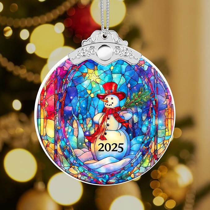 Christmas Ornaments 2025 Faux Stained Glass Effect, Christmas Tree Ornaments - Image 7