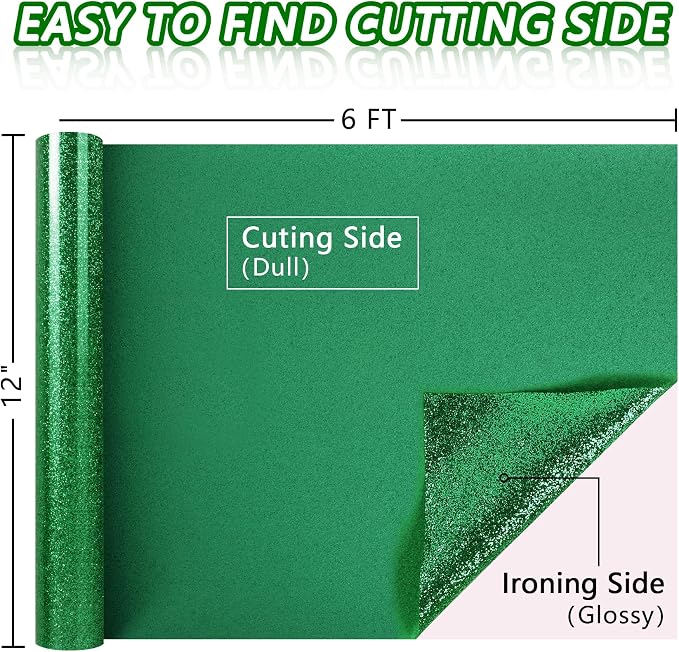 ​TORC Green Glitter HTV Green Heat Transfer Vinyl HTV Rolls - Image 3
