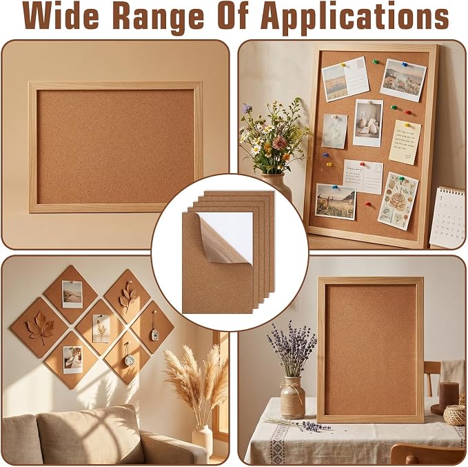 5 Pack Adhesive Cork Sheet, 1mm Thin Adhesive Cork Board Rectangle Cork Sticker - Image 7