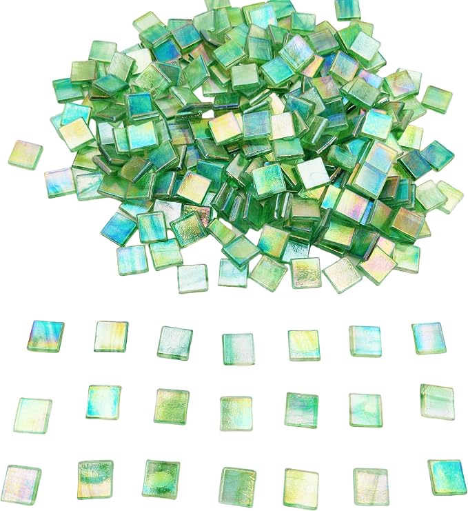 1.1 LB Ice Jade Mosaic Tiles, 0.59“ Square Glass Mosaic Pieces - Image 4