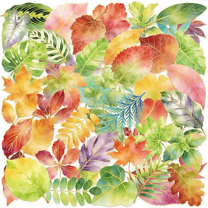 50Pcs Natural Leaves Stickers for Scrapbooking Journaling Junk Journal Supplies by Unknown
