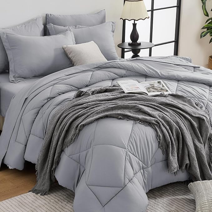 HEVUMYI Light Grey Full Comforter Set by HEVUMYI