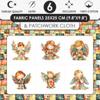 ‍ Patchwork Angel Cotton Fabric Panel – 6 Designs + Bonus Sheet 29.5×19.6 inch - Image 3
