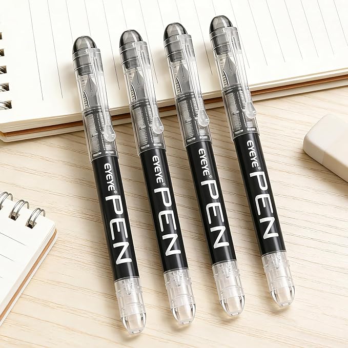 EYEYE Fountain Pens for Writing, 9 Pack Black Disposable Fountain Pens - Image 5