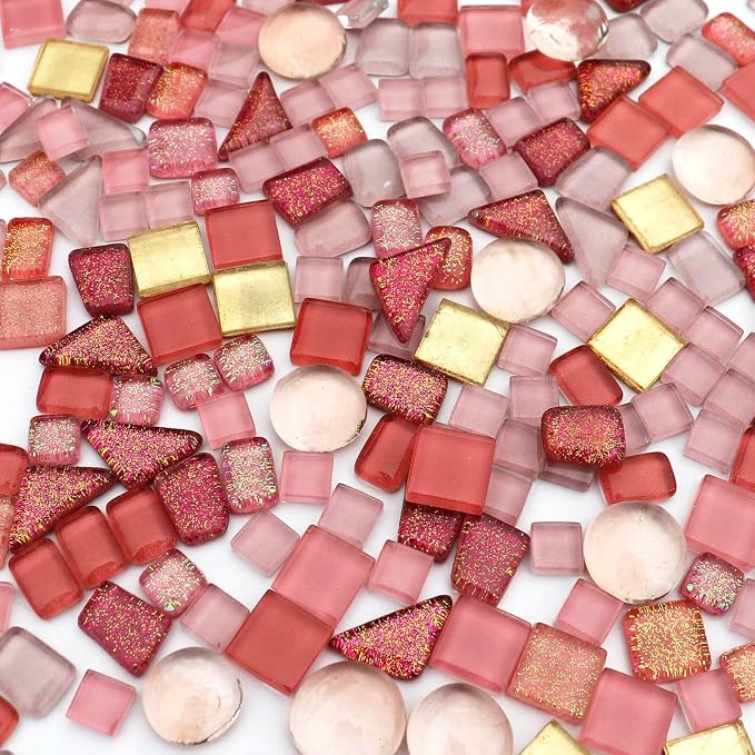 LITMIND Assorted Pink Irregular Crystal Mosaic Tiles, 9oz Value Pack - Image 4