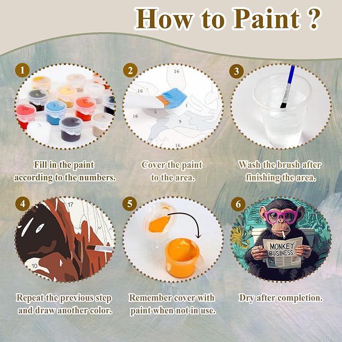 HMZephitiquc Paint by Numbers for Adults Monkey, Funny Paint by Numbers Kit for - Image 8