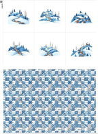 Winter Patchwork Landscape Cotton Fabric Panel – 6 Designs + Bonus Patchwork by FabricsTown