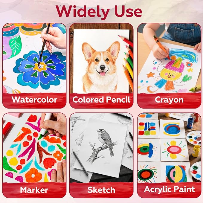 50 Sheets Watercolor Paper Bulk, Each 10 Sheets.140 lb/300 GSM Water Color Paper - Image 7