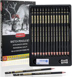 PANDAFLY Drawing Sketch Pencil Set, 16 Piece, 4H to 14B Graphite Pencils | by PANDAFLYArtSupplies