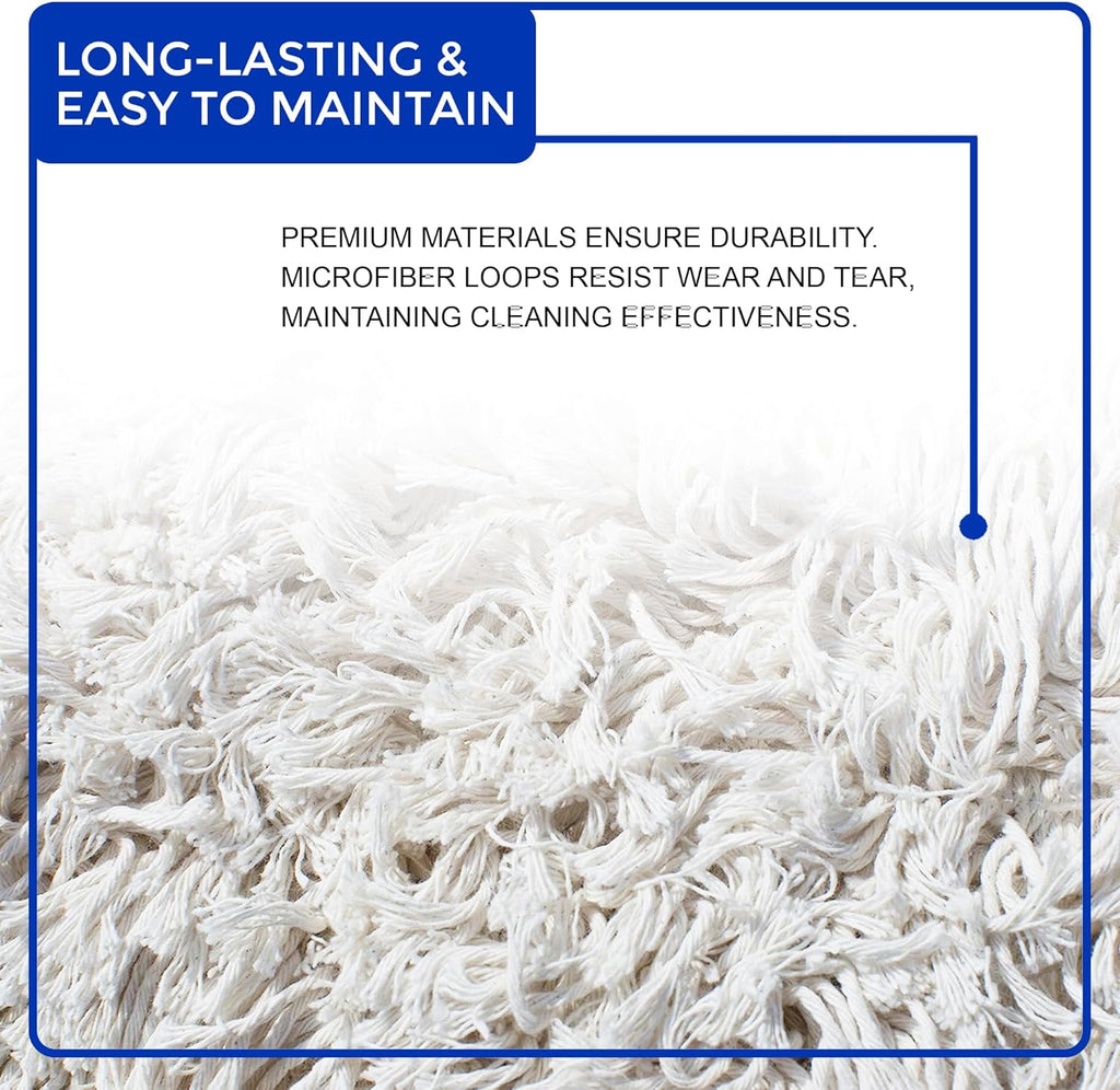 Nine Forty 36" Premium Cotton Dust Mop Kit - Heavy Duty Mop Head with Wood Handle for Industrial, Commercial, and Residential Cleaning - Dry Floor Duster for Hardwood Surfaces - White