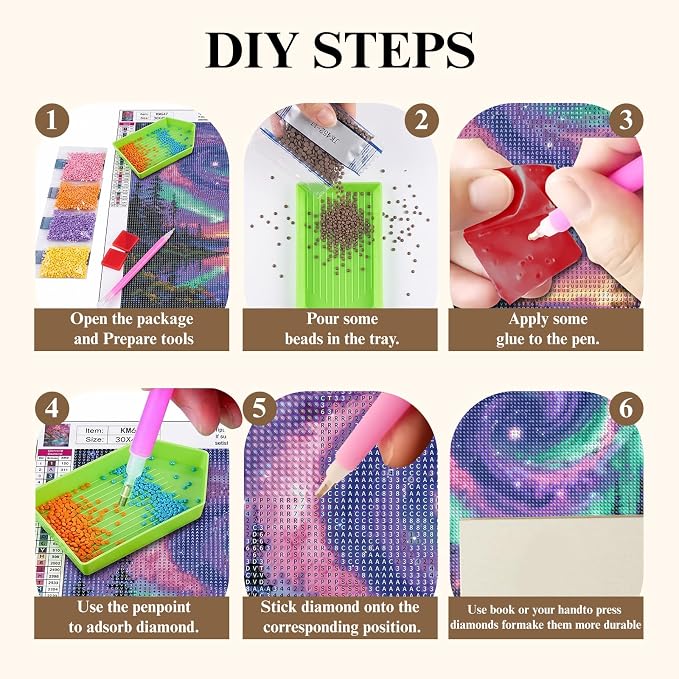 Mosaflare 6 Pack 5D Aurora Diamond Painting Kits, Landscape Scenery Diamond Art - Image 8