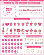 FIVEIZERO 216PCS Charms for Jewelry Making, Enamel Blacelet Charms Kit | - Image 2