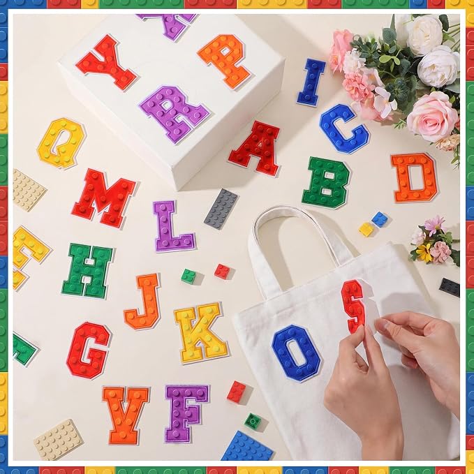 WILLBOND 52 Pcs Building Blocks Board Alphabet Patches 2.8 Inch Self Adhesive - Image 6