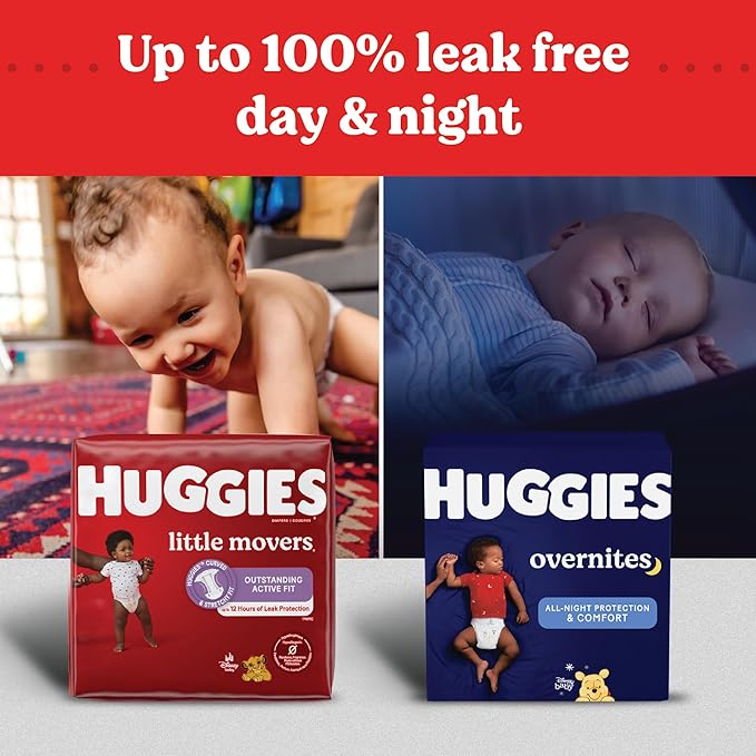 Huggies Size 3 Diapers, Little Movers Baby Diapers, Size 3 (16-28 lbs), 156 Count (6 packs of 26)