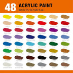 48 Colors Professional Acrylic Paint Set, Artist Paint Supplies | 22ml Tubes - Image 5