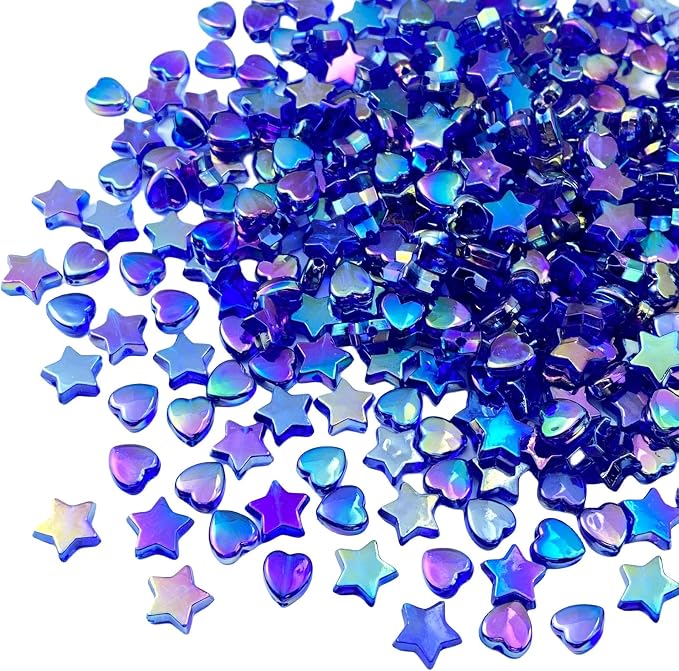 600 PCS Acrylic Beads Heart Star Shape Beads Clear Acrylic AB Colors Bead by Jmassyang