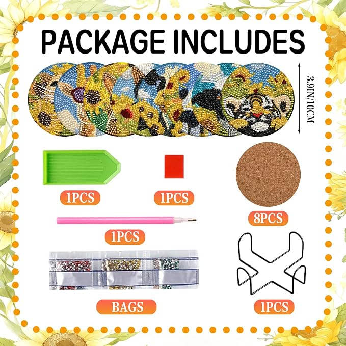 DOZEEZOP 8-Pack Diamond Art Coaster Kit - Image 2