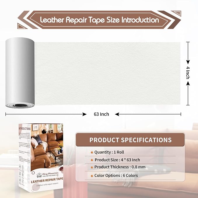 KING MOUNTAIN Leather Repair Patch, 4 x 63 Inches self Adhesive Leather Repair - Image 4