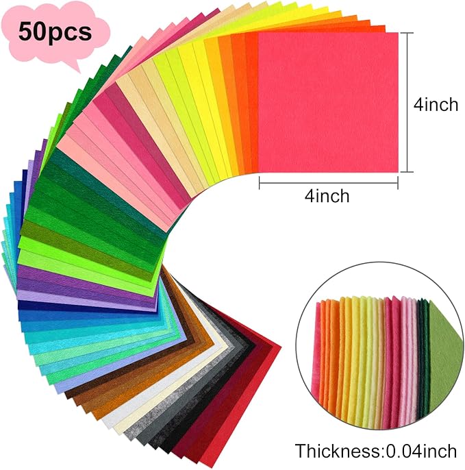 Morcheiong 50 Pcs Felt Fabric Soft Felt Fabric Sheet - Image 2