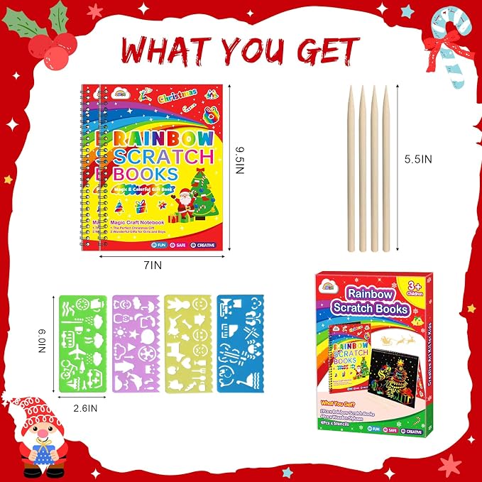 ZMLM Scratch Paper Art-Crafts Gift: 2 Pack Rainbow Notebooks Supplies Toys - Image 7