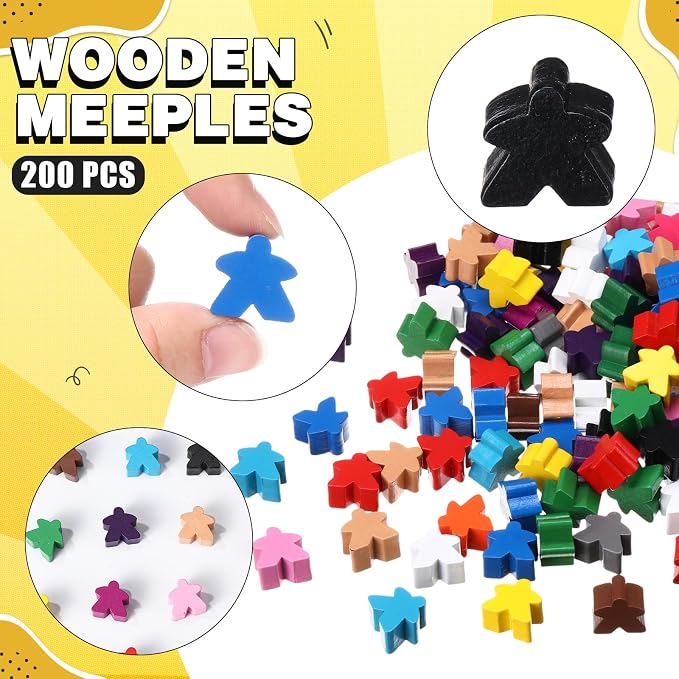 Arrowbash 200 Pcs Wooden Meeples Multi Color Meeples Pieces Family Games - Image 4