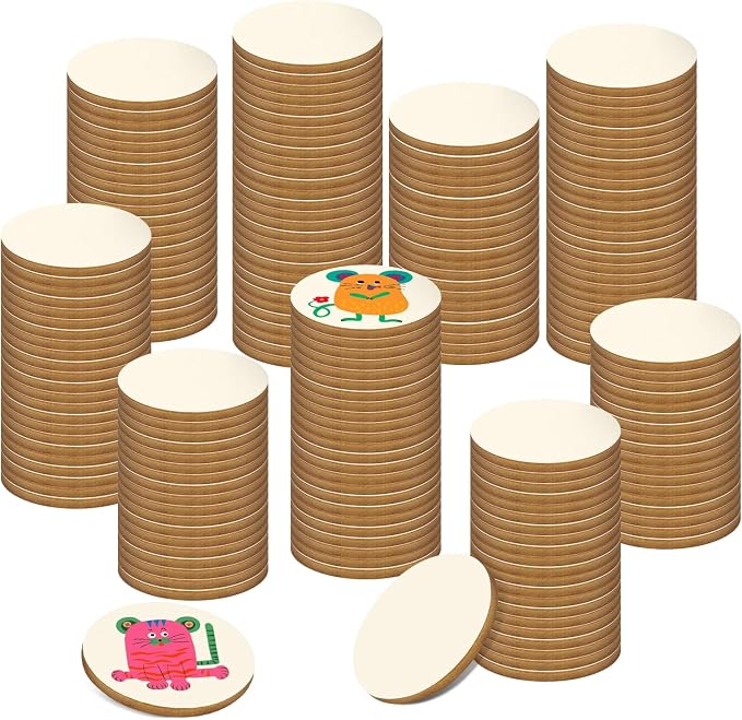 200 Pieces Round Wood Circles for Crafts by Jyongmer