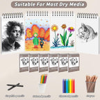 6 Pcs Sketchbook Bulk 9 x 12 In 600 Sheets Top Spiral Bound Sketch Pad Drawing - Image 3