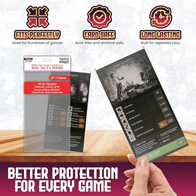 Sleeve Kings Premium XXXL Super Large Card Sleeves – 101.5x203mm, 110 Pack - Image 5