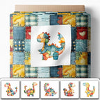 Patchwork Dinosaur Cotton Fabric Panel – 6 Designs + Bonus Sheet 29.5×19.6 inch - Image 2
