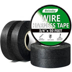 5 Rolls High Temp Wire Harness Tape – OEM-Grade Automotive Cloth Fabric Tape by BEIVOBYDirect
