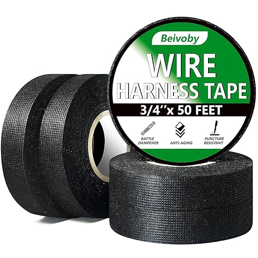 5 Rolls High Temp Wire Harness Tape – OEM-Grade Automotive Cloth Fabric Tape by BEIVOBYDirect