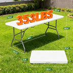 FDW 6 FT Folding Table, Portable Plastic Table - Image 3