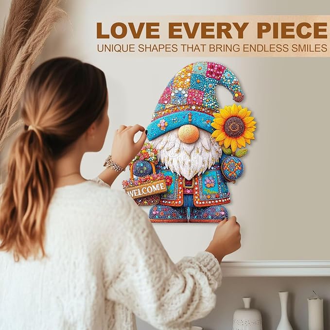 Garden Gnome Puzzles Elf Sunflower Basket Stained Glass Colorful Puzzle Adults - Image 6