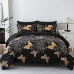 Yogeneg 7 Piece Bed in a Bag Full Size Comforter Set Black Bedding Set by YOGENEG