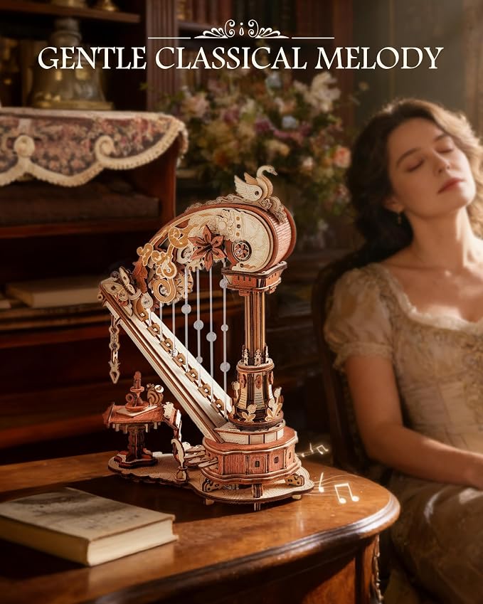 ROKR 3D Wooden Puzzle Harp Music Box, Building Model Kit - Image 3
