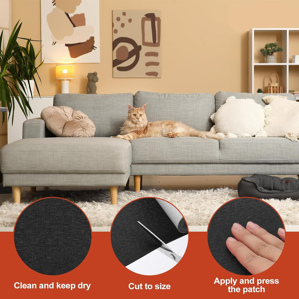 PATIKIL 70x4.4 Inch Linen Repair Tape, Repair Fabric Patch Self Adhesive Couch Patch Line Repair Patch for Furniture Sofa Car Seats Office Chairs, Black