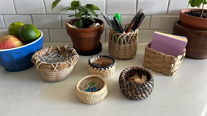 Traditional Craft Kits Beginner Basket Weaving Kit Set of 6 | DIY Basket Making - Image 2