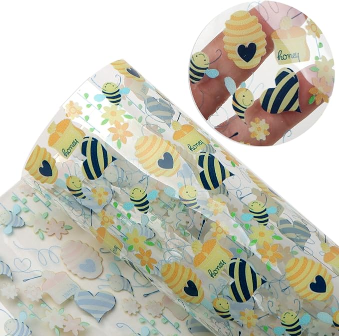 Transparent PVC Printed Faux Leather Roll 11.8" x 47.2" Synthetic Leather by David+Angie