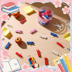 LemonRoad 60 Pcs Push Pin with Wooden Clips Teacher Cork Board Artworks - Image 2