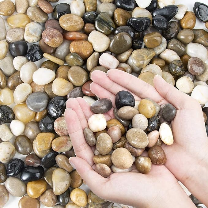 Pebbles Polished Gravel, Natural Polished Mixed Color Stones, 0.5-1.2 inch by OUPENG