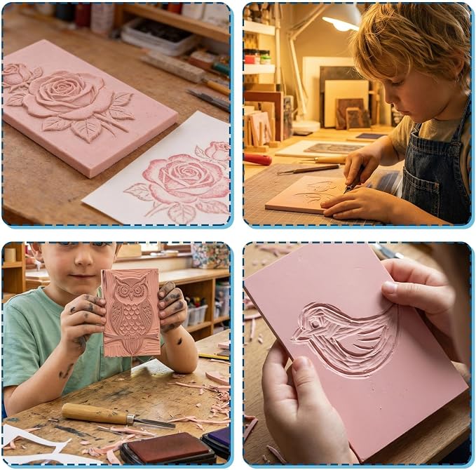 12Pcs 4x6 Inch Linoleum Blocks for Printmaking, Stamp Carving & DIY Linocut | - Image 7
