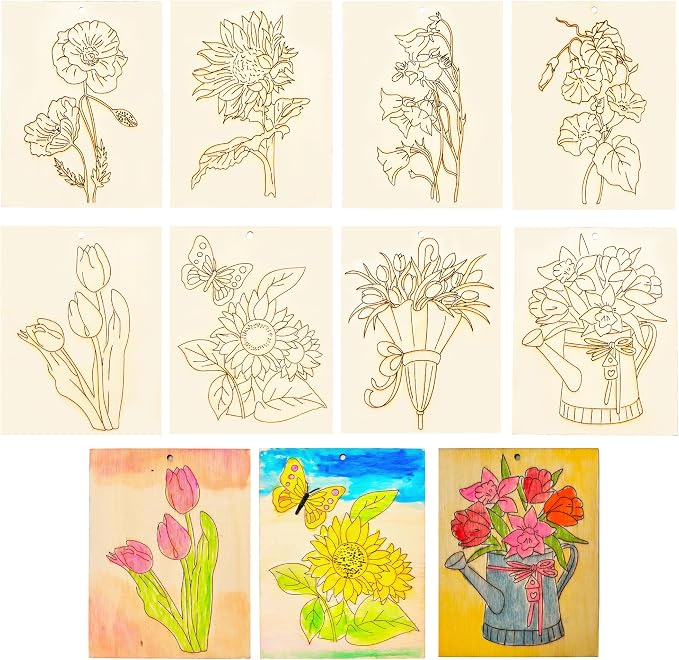Piatoeke 16PCS 5.9×4.7in Unfinished Wood Craft to Paint, Fun Things to Paint by MakeChoicesSimpler