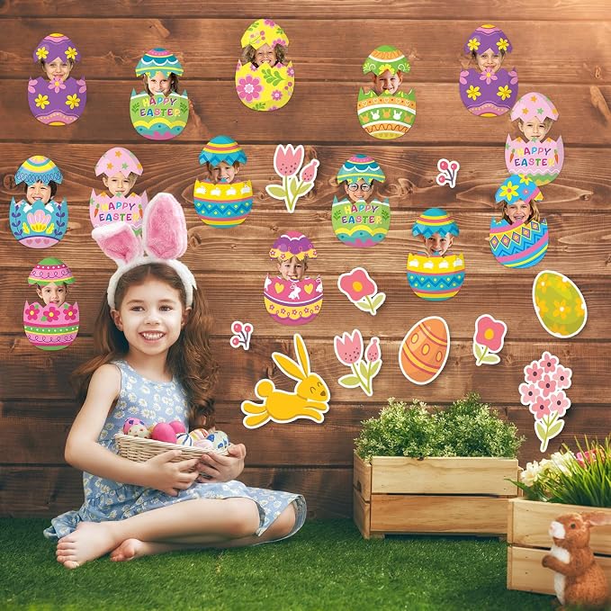 60pcs Easter Egg Theme Cutouts Easter Bulletin Board Decorations Spring Egg - Image 6